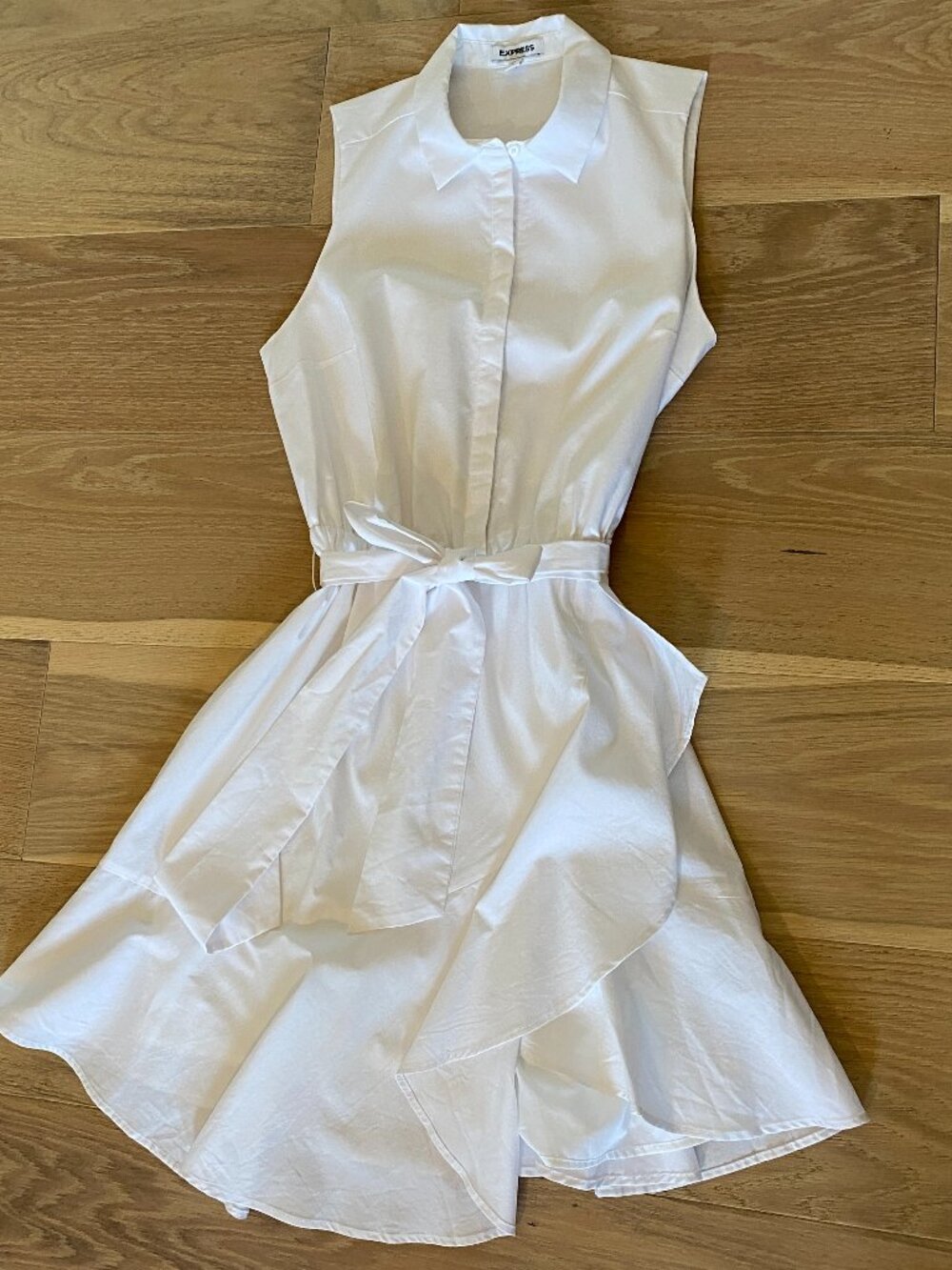 Express White Boyfriend Poplin Portofino Mini Shirt Dress Size Medium